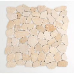 Cultura Beige Honed and Tumbled 11.81 in. x 11.81 in. x 8 mm Pebbles Mesh-Mounted Mosaic Tile (1 sq. ft.) by EMSER TILE -EMSER TILE store beige emser tile mosaic tile 1289951 1f 1000