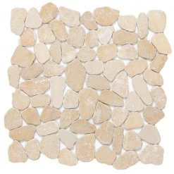 Cultura Beige Honed and Tumbled 11.81 in. x 11.81 in. x 8 mm Pebbles Mesh-Mounted Mosaic Tile (1 sq. ft.) by EMSER TILE