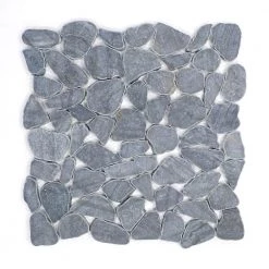 Cultura Black 12 in. x 12 in. x 9 mm Pebbles Mesh-Mounted Mosaic Tile (1 sq. ft.) by EMSER TILE -EMSER TILE store black emser tile mosaic tile 1289969 1f 1000