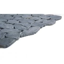 Cultura Black 12 in. x 12 in. x 9 mm Pebbles Mesh-Mounted Mosaic Tile (1 sq. ft.) by EMSER TILE -EMSER TILE store black emser tile mosaic tile 1289969 4f 1000