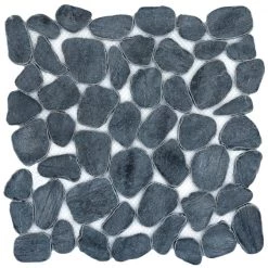 Cultura Black 12 in. x 12 in. x 9 mm Pebbles Mesh-Mounted Mosaic Tile (1 sq. ft.) by EMSER TILE