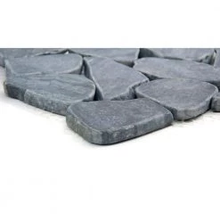 Cultura Black 12 in. x 12 in. x 9 mm Pebbles Mesh-Mounted Mosaic Tile (1 sq. ft.) by EMSER TILE -EMSER TILE store black emser tile mosaic tile 1289969 c3 1000