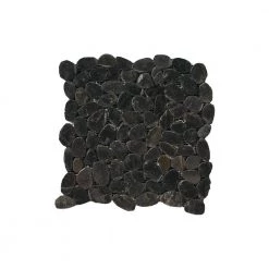Rivera Pebbles Black Honed 12.01 in. x 12.01 in. x 11 mm Pebbles Mesh-Mounted Mosaic Tile (1 sq. ft.) by EMSER TILE