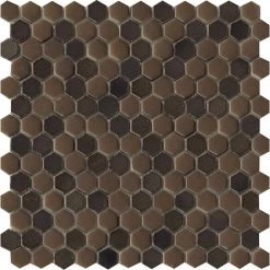 Confetti II Bronze 11.81 in. x 11.81 in. Honeycomb Glossy & matte blend Glass Mosaic Tile (0.982 sq. ft./Each) by EMSER TILE