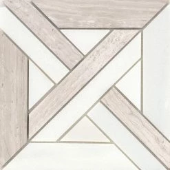 Alluro Cream 9.02 in. x 9.02 in. Basketweave Polished Marble Mosaic Tile (0.564 sq. ft./Each) by EMSER TILE