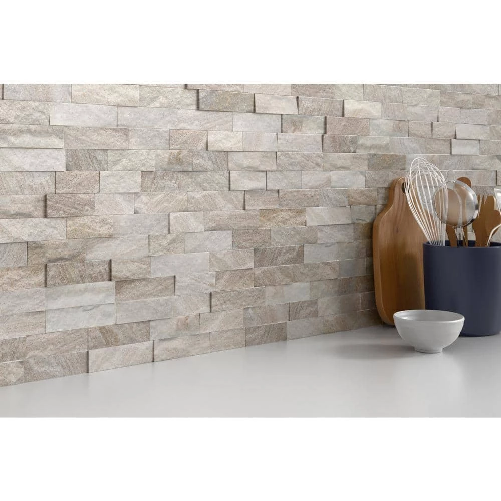 Slate Cream Gold 6 in. x 24 in. Stacked Quartzite Wall Tile by EMSER TILE 8 Slate Cream Gold 6 in. x 24 in. Stacked Quartzite Wall Tile by EMSER TILE - Image 6