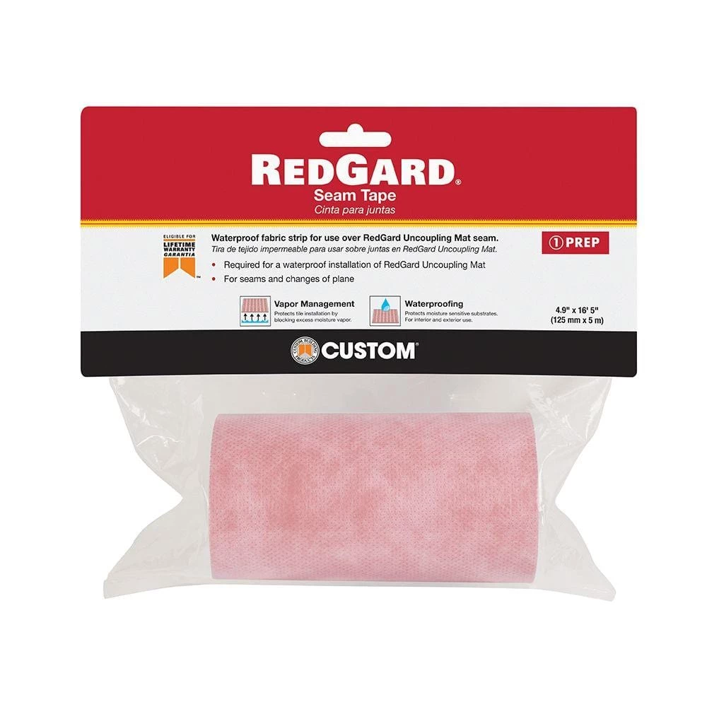 RedGard 6.84 sq. ft. 5 in. x 16.5 ft. Seam Tape for Uncoupling Mat Underlayment by Custom Building Products 4 RedGard 6.84 sq. ft. 5 in. x 16.5 ft. Seam Tape for Uncoupling Mat Underlayment by Custom Building Products - Image 2
