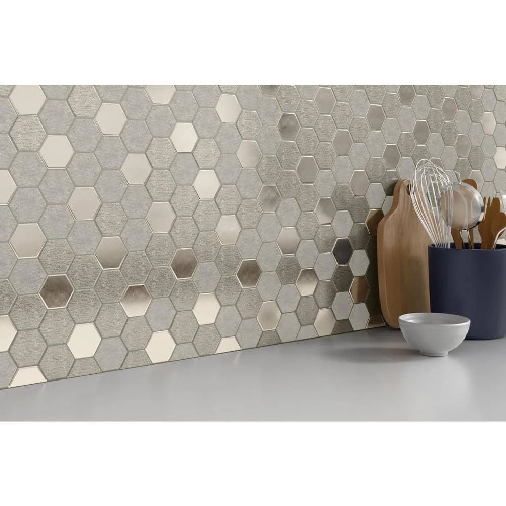 Glitz Joy 11.81 in. x 11.97 in. Honeycomb Glossy Glass Mosaic Tile (0.982 sq. ft./Each) by EMSER TILE 8 Glitz Joy 11.81 in. x 11.97 in. Honeycomb Glossy Glass Mosaic Tile (0.982 sq. ft./Each) by EMSER TILE - Image 6