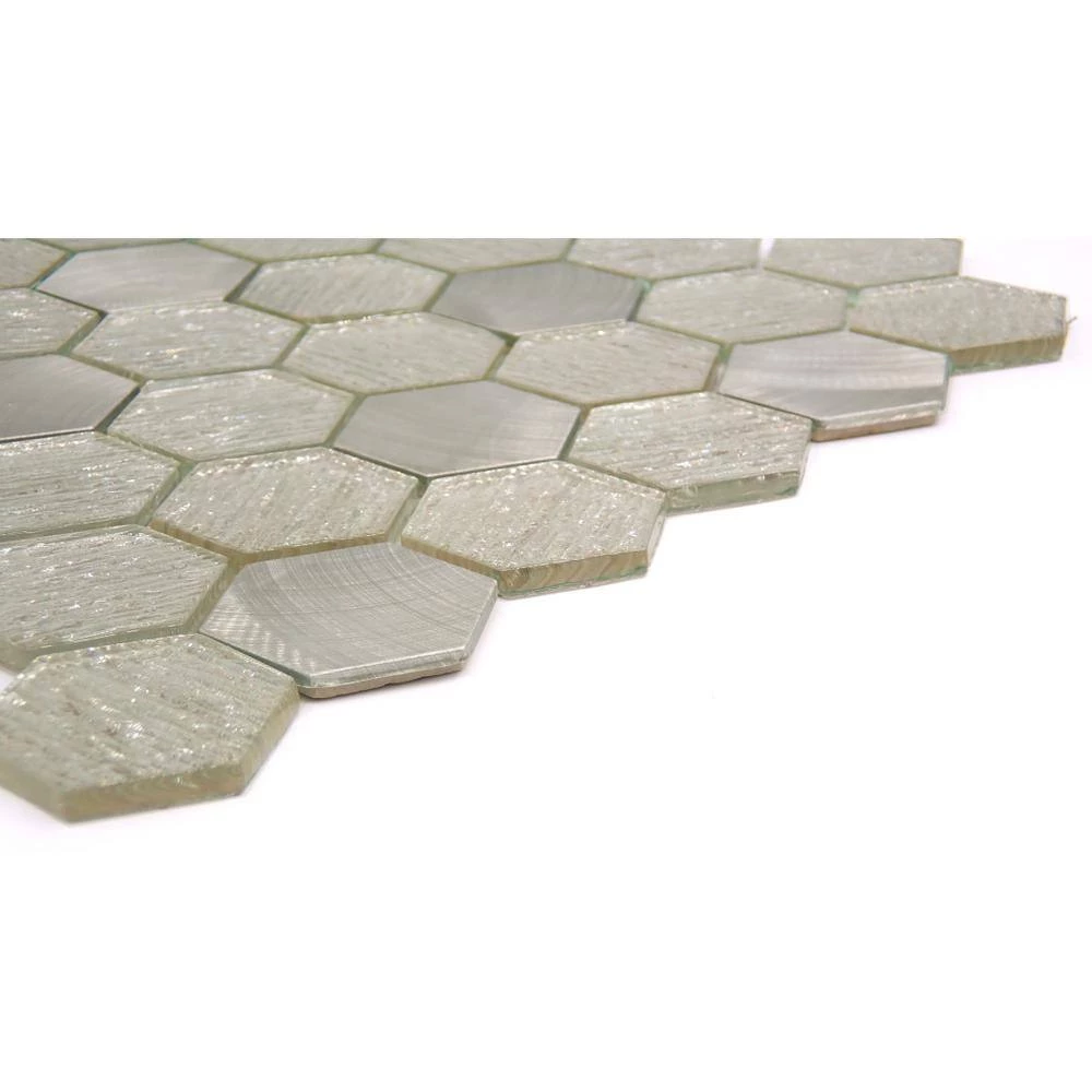 Glitz Joy 11.81 in. x 11.97 in. Honeycomb Glossy Glass Mosaic Tile (0.982 sq. ft./Each) by EMSER TILE 6 Glitz Joy 11.81 in. x 11.97 in. Honeycomb Glossy Glass Mosaic Tile (0.982 sq. ft./Each) by EMSER TILE - Image 4