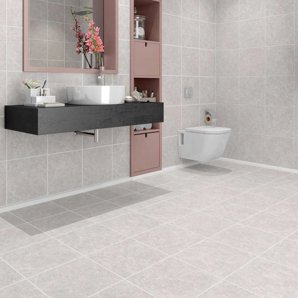 Havana Silver 12.28 in. x 12.28 in. Matte Stone Look Ceramic Floor and Wall Tile (20.96 sq. ft./Case) by EMSER TILE 4 Havana Silver 12.28 in. x 12.28 in. Matte Stone Look Ceramic Floor and Wall Tile (20.96 sq. ft./Case) by EMSER TILE - Image 2