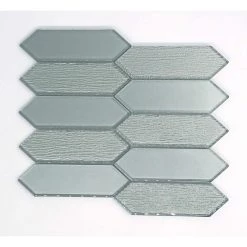 Picket Silver Glossy 9.53 in. x 10.94 in. x 0.8mm Glass Mesh-Mounted Mosaic Tile (0.71 sq. ft.) by EMSER TILE 12 Picket Silver Glossy 9.53 in. x 10.94 in. x 0.8mm Glass Mesh-Mounted Mosaic Tile (0.71 sq. ft.) by EMSER TILE -EMSER TILE store silver emser tile glass tile 1554339 1f 1000