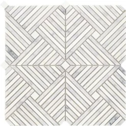Alluro Silver 12.01 in. x 12.01 in. Basketweave Polished Marble Mosaic Tile (1.001 sq. ft./Each) by EMSER TILE
