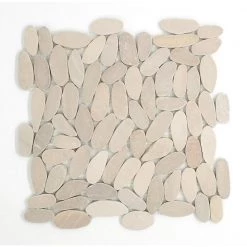 Venetian Pebbles Tan Honed 11.81 in. x 11.81 in. x 11 mm Pebbles Mesh-Mounted Mosaic Tile (0.97 sq. ft.) by EMSER TILE -EMSER TILE store tan emser tile mosaic tile 1496191 1f 1000