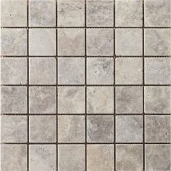Trav Ancient Tumbled Silver 12 in. x 12 in. x 10 mm Mesh-Mounted Mosaic Floor and Wall Tile (1 sq. ft.) by EMSER TILE