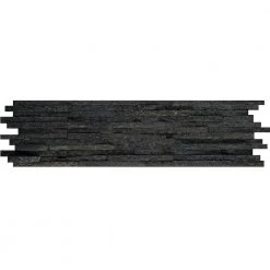 Black Mini Stacked 6 in. x 24 in. Quartzite Slate Floor and Wall Tile by EMSER TILE