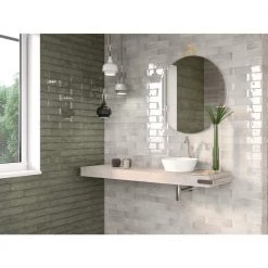 Raku White 2.95 in. x 11.81 in. Glossy Brick Look Ceramic Wall Tile (6.05 sq. ft./Case) by EMSER TILE -EMSER TILE store white emser tile ceramic tile 1941494 76 1000
