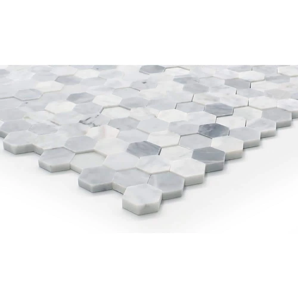 Link White 12.01 in. x 17.99 in. Geometric Honed Marble Mosaic Tile (1.51 sq. ft./Each) by EMSER TILE 5 Link White 12.01 in. x 17.99 in. Geometric Honed Marble Mosaic Tile (1.51 sq. ft./Each) by EMSER TILE - Image 3