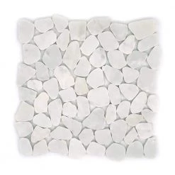 Cultura White Honed and Tumbled 11.81 in. x 11.81 in. x 8 mm Pebbles Mesh-Mounted Mosaic Tile (1 sq. ft.) by EMSER TILE -EMSER TILE store white emser tile mosaic tile 1290020 1f 1000