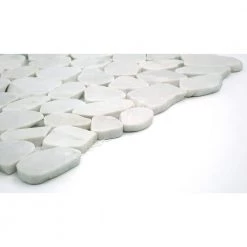 Cultura White Honed and Tumbled 11.81 in. x 11.81 in. x 8 mm Pebbles Mesh-Mounted Mosaic Tile (1 sq. ft.) by EMSER TILE -EMSER TILE store white emser tile mosaic tile 1290020 4f 1000