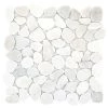 Cultura White Honed and Tumbled 11.81 in. x 11.81 in. x 8 mm Pebbles Mesh-Mounted Mosaic Tile (1 sq. ft.) by EMSER TILE -EMSER TILE store white emser tile mosaic tile 1290020 64 1000