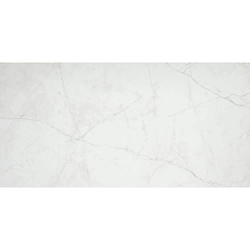 Sterlina White 23.62 in. x 47.24 in. Polished Marble Look Porcelain Floor and Wall Tile (15.5 sq. ft./Case) by EMSER TILE 3 Sterlina White 23.62 in. x 47.24 in. Polished Marble Look Porcelain Floor and Wall Tile (15.5 sq. ft./Case) by EMSER TILE